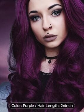 Glueless Purple Wavy Long Women's Hair Extension - Vibrant Purple